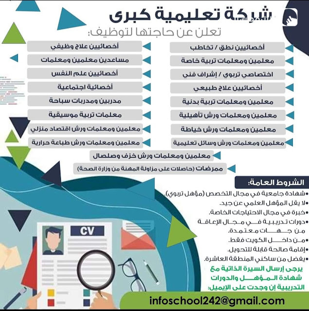 وظائف تعليمية بالكويت لعام الدراسى القادم 2023-2024